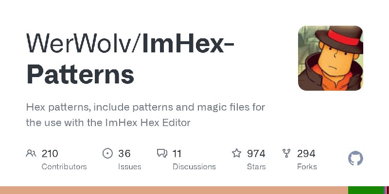 GitHub - WerWolv/ImHex-Patterns: Hex patterns, include patterns and magic files for the use with the ImHex Hex Editor