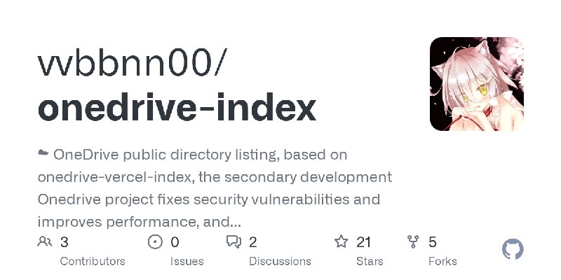 GitHub - vvbbnn00/onedrive-index: ☁ OneDrive public directory listing, based on onedrive-vercel-index, the secondary development…