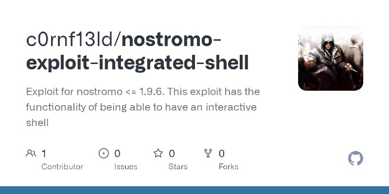 GitHub - c0rnf13ld/nostromo-exploit-integrated-shell: Exploit for nostromo <= 1.9.6. This exploit has the functionality of being…