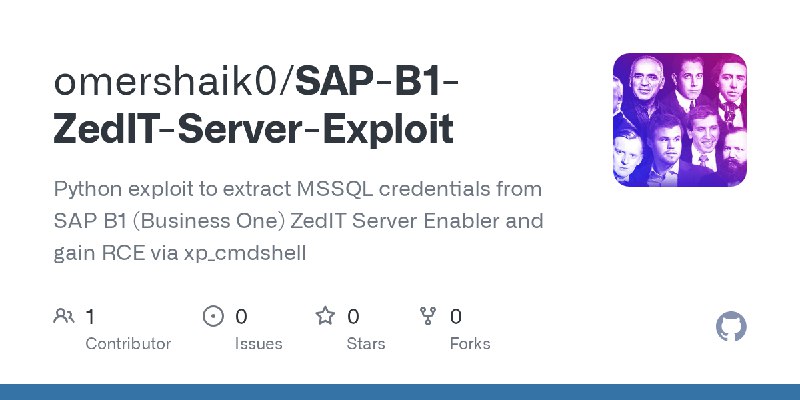 GitHub - omershaik0/SAP-B1-ZedIT-Server-Exploit: Python exploit to extract MSSQL credentials from SAP B1 (Business One) ZedIT Server…