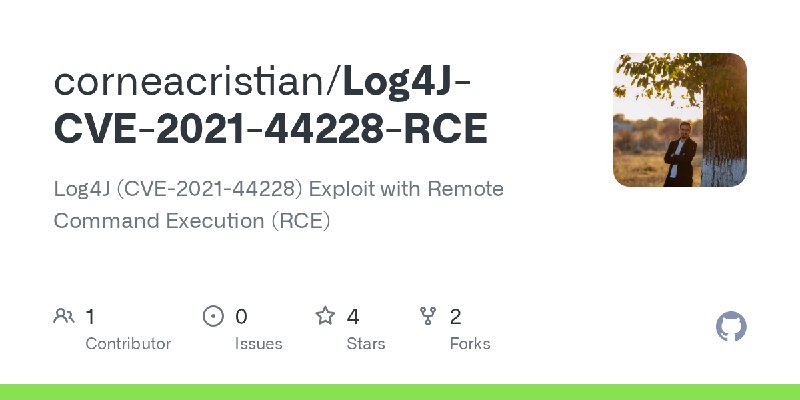 GitHub - corneacristian/Log4J-CVE-2021-44228-RCE: Log4J (CVE-2021-44228) Exploit with Remote Command Execution (RCE)