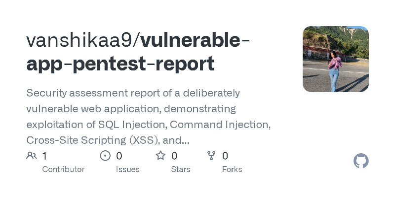 GitHub - vanshikaa9/vulnerable-app-pentest-report: Security assessment report of a deliberately vulnerable web application, demonstrating…