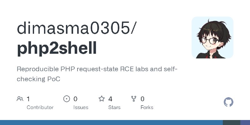GitHub - dimasma0305/php2shell: Reproducible PHP request-state RCE labs and self-checking PoC