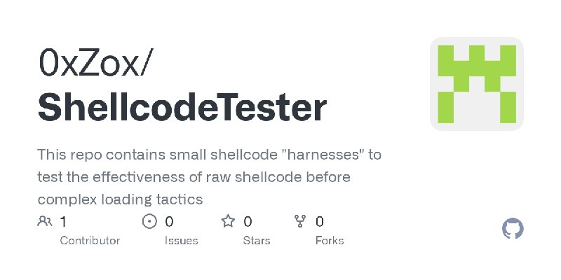 GitHub - 0xZox/ShellcodeTester: This repo contains small shellcode 