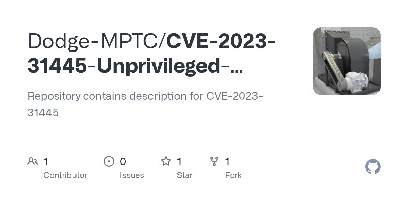 GitHub - Dodge-MPTC/CVE-2023-31445-Unprivileged-Information-Disclosure: Repository contains description for CVE-2023-31445