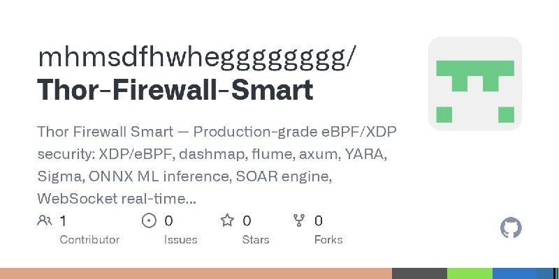 GitHub - mhmsdfhwhegggggggg/Thor-Firewall-Smart: Thor Firewall Smart — Production-grade eBPF/XDP security: XDP/eBPF, dashmap, flume…