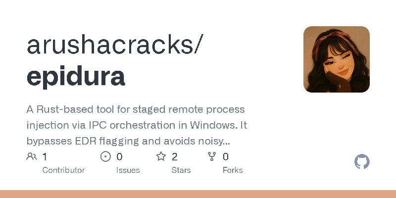 GitHub - arushacracks/epidura: A Rust-based tool for staged remote process injection via IPC orchestration in Windows. It bypasses…