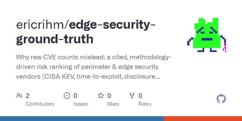 GitHub - ericrihm/edge-security-ground-truth: Why raw CVE counts mislead: a cited, methodology-driven risk ranking of perimeter…