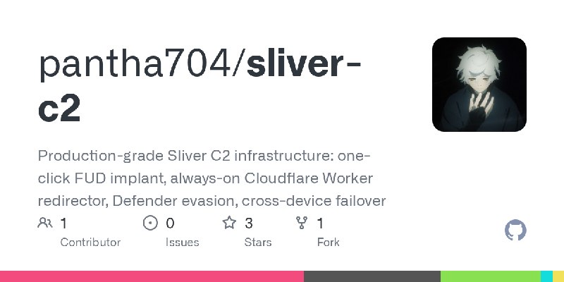 GitHub - pantha704/sliver-c2: Production-grade Sliver C2 infrastructure: one-click FUD implant, always-on Cloudflare Worker redirector…
