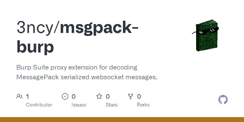 GitHub - 3ncy/msgpack-burp: Burp Suite proxy extension for decoding MessagePack serialized websocket messages.