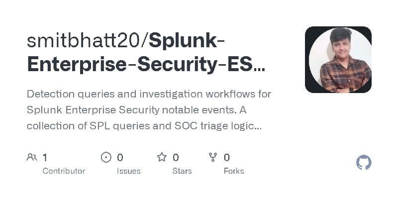 GitHub - smitbhatt20/Splunk-Enterprise-Security-ESS---SPL-Query-and-Detection-Engineering: Detection queries and investigation…