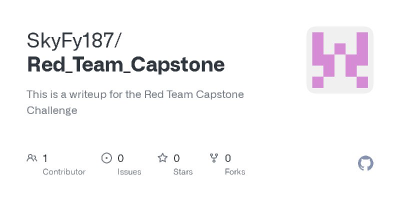 GitHub - SkyFy187/Red_Team_Capstone: This is a writeup for the Red Team Capstone Challenge