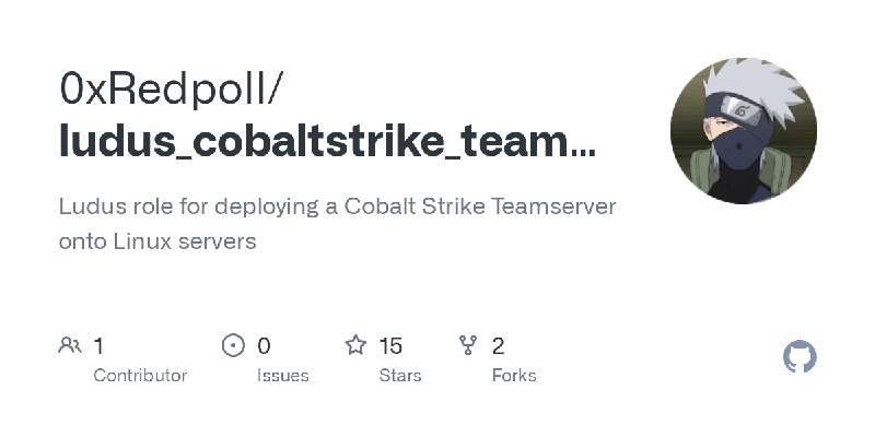 GitHub - 0xRedpoll/ludus_cobaltstrike_teamserver: Ludus role for deploying a Cobalt Strike Teamserver onto Linux servers