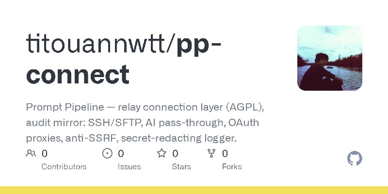 GitHub - titouannwtt/pp-connect: Prompt Pipeline — relay connection layer (AGPL), audit mirror: SSH/SFTP, AI pass-through, OAuth…