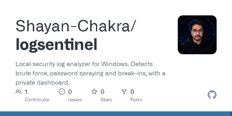 GitHub - Shayan-Chakra/logsentinel: Local security log analyzer for Windows. Detects brute force, password spraying and break-ins…