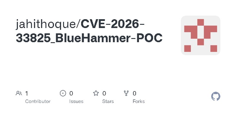 GitHub - jahithoque/CVE-2026-33825_BlueHammer-POC