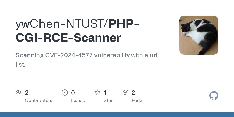 GitHub - ywChen-NTUST/PHP-CGI-RCE-Scanner: Scanning CVE-2024-4577 vulnerability with a url list.
