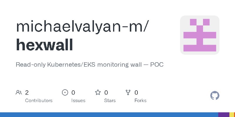 GitHub - michaelvalyan-m/hexwall: Read-only Kubernetes/EKS monitoring wall — POC