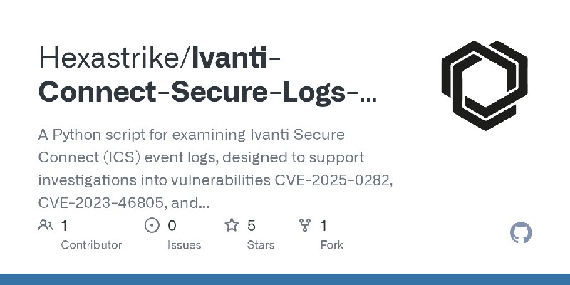 GitHub - Hexastrike/Ivanti-Connect-Secure-Logs-Parser: A Python script for examining Ivanti Secure Connect (ICS) event logs, designed…