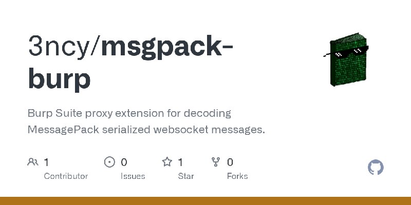 GitHub - 3ncy/msgpack-burp: Burp Suite proxy extension for decoding MessagePack serialized websocket messages.
