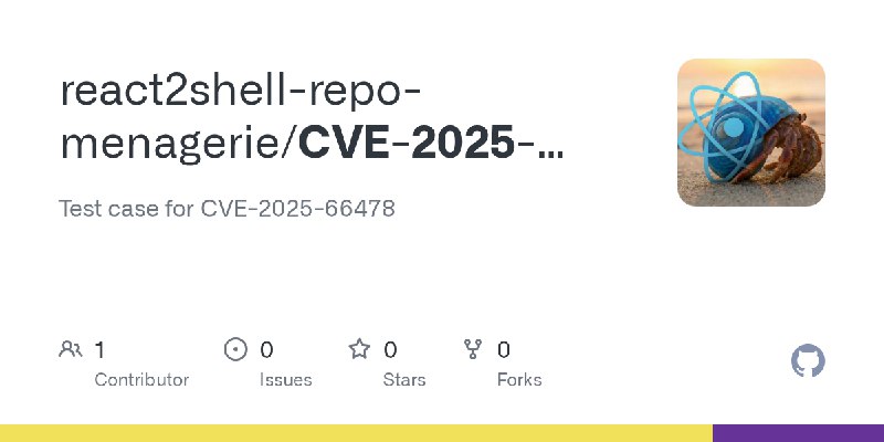 GitHub - react2shell-repo-menagerie/CVE-2025-66478-single-nextjs-yarn: Test case for CVE-2025-66478