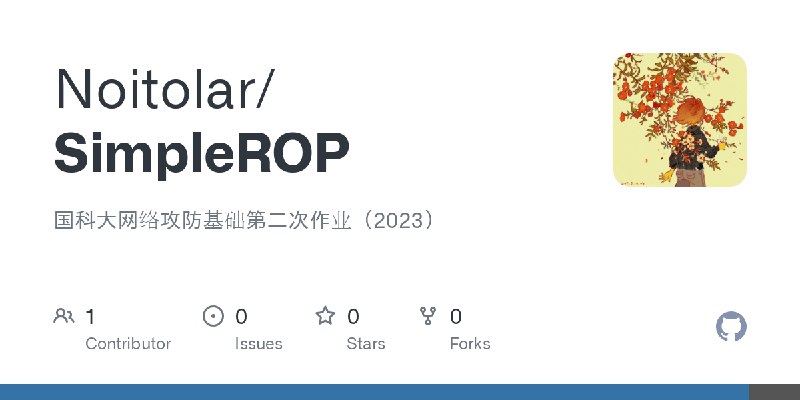 GitHub - Noitolar/SimpleROP: 国科大网络攻防基础第二次作业（2023）
