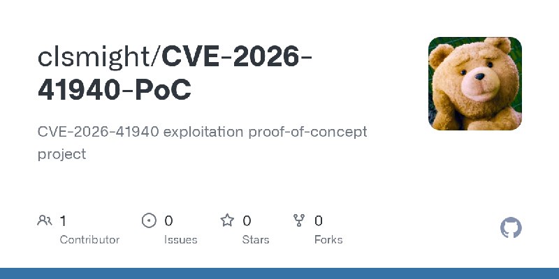 GitHub - clsmight/CVE-2026-41940-PoC: CVE-2026-41940 exploitation proof-of-concept project