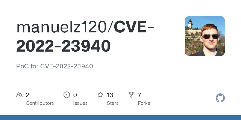 GitHub - manuelz120/CVE-2022-23940: PoC for CVE-2022-23940