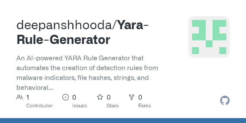 GitHub - deepanshhooda/Yara-Rule-Generator: An AI-powered YARA Rule Generator that automates the creation of detection rules from…