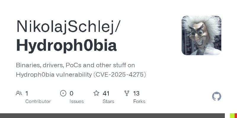 GitHub - NikolajSchlej/Hydroph0bia: Binaries, drivers, PoCs and other stuff on Hydroph0bia vulnerability (CVE-2025-4275)