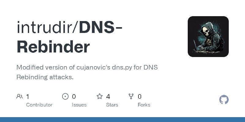 GitHub - intrudir/DNS-Rebinder: Modified version of cujanovic's dns.py for DNS Rebinding attacks.