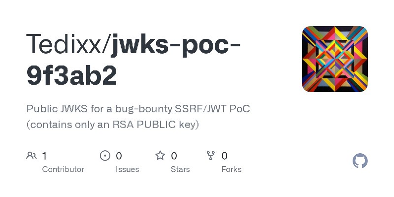 GitHub - Tedixx/jwks-poc-9f3ab2: Public JWKS for a bug-bounty SSRF/JWT PoC (contains only an RSA PUBLIC key)