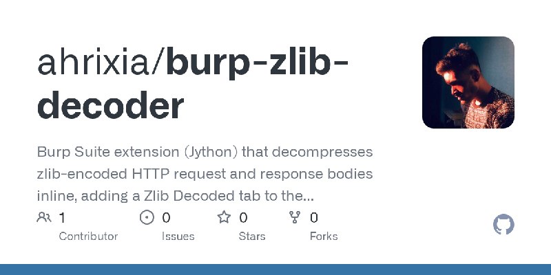 GitHub - ahrixia/burp-zlib-decoder: Burp Suite extension (Jython) that decompresses zlib-encoded HTTP request and response bodies…