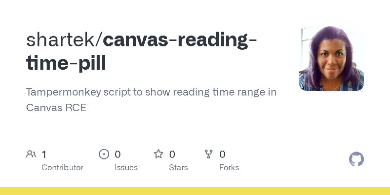 GitHub - shartek/canvas-reading-time-pill: Tampermonkey script to show reading time range in Canvas RCE