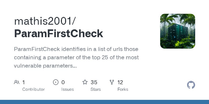 GitHub - mathis2001/ParamFirstCheck: ParamFirstCheck identifies in a list of urls those containing a parameter of the top 25 of…