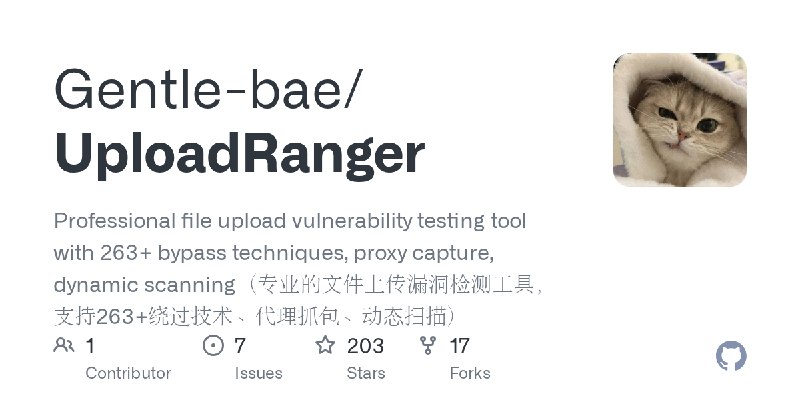 GitHub - Gentle-bae/UploadRanger: Professional file upload vulnerability testing tool with 263+ bypass techniques, proxy capture…