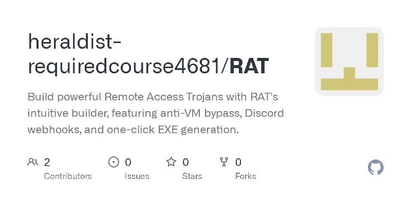 GitHub - heraldist-requiredcourse4681/RAT: Build powerful Remote Access Trojans with RAT's intuitive builder, featuring anti-VM…