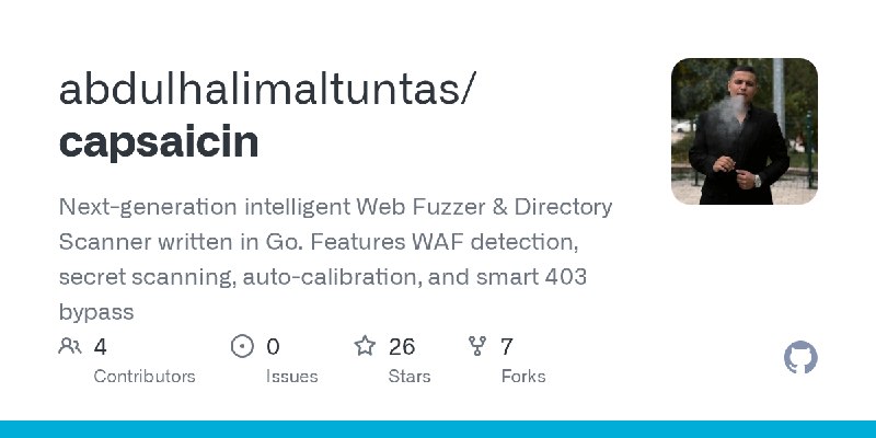 GitHub - abdulhalimaltuntas/capsaicin: Next-generation intelligent Web Fuzzer & Directory Scanner written in Go. Features WAF detection…