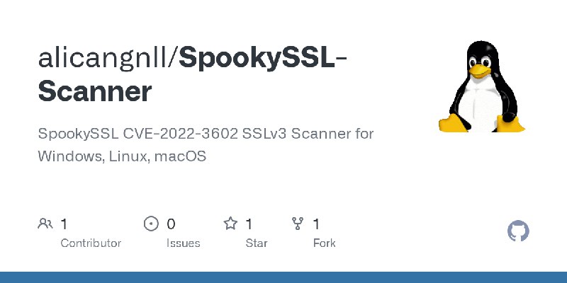 GitHub - alicangnll/SpookySSL-Scanner: SpookySSL CVE-2022-3602 SSLv3 Scanner for Windows, Linux, macOS