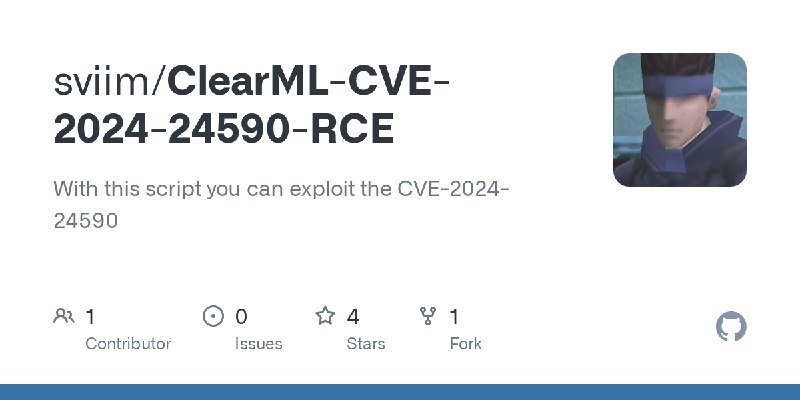 GitHub - sviim/ClearML-CVE-2024-24590-RCE: With this script you can exploit the CVE-2024-24590
