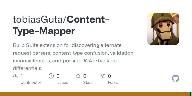 GitHub - tobiasGuta/Content-Type-Mapper: Burp Suite extension for discovering alternate request parsers, content-type confusion…