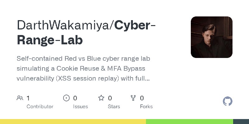 GitHub - DarthWakamiya/Cyber-Range-Lab: Self-contained Red vs Blue cyber range lab simulating a Cookie Reuse & MFA Bypass vulnerability…
