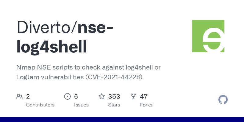 GitHub - Diverto/nse-log4shell: Nmap NSE scripts to check against log4shell or LogJam vulnerabilities (CVE-2021-44228)