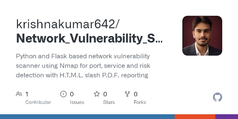 GitHub - krishnakumar642/Network_Vulnerability_Scanneer-: Python and Flask based network vulnerability scanner using Nmap  for…