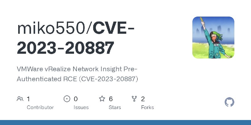 GitHub - miko550/CVE-2023-20887: VMWare vRealize Network Insight Pre-Authenticated RCE (CVE-2023-20887)