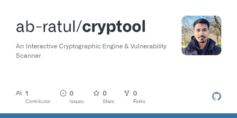 GitHub - ab-ratul/cryptool: An Interactive Cryptographic Engine & Vulnerability Scanner