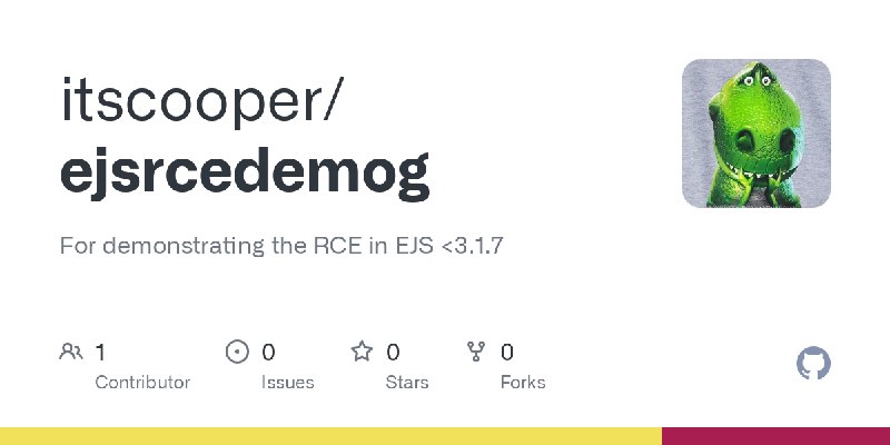 GitHub - itscooper/ejsrcedemog: For demonstrating the RCE in EJS <3.1.7