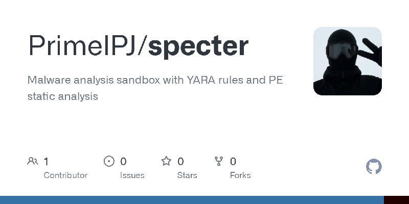 GitHub - PrimelPJ/specter: Malware analysis sandbox with YARA rules and PE static analysis