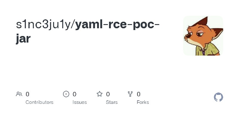 GitHub - s1nc3ju1y/yaml-rce-poc-jar
