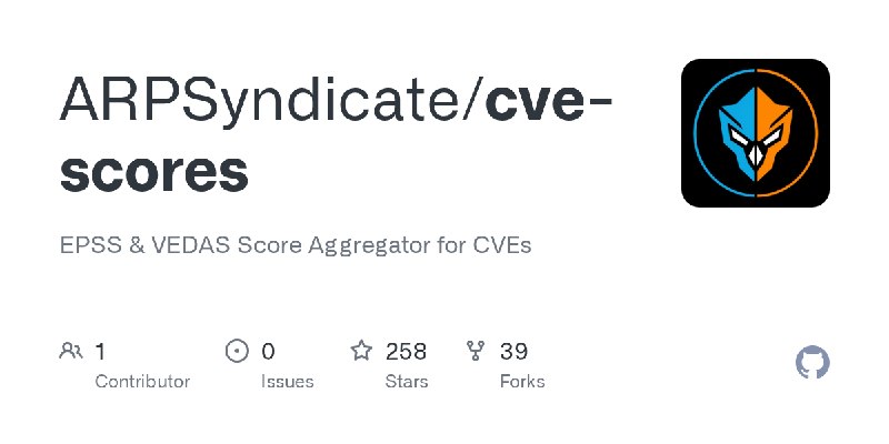 GitHub - ARPSyndicate/cve-scores: EPSS & VEDAS Score Aggregator for CVEs